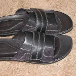 Cole Haan Nike Air Men’s Velco Strap Black Leather Sandals