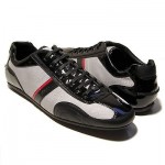 $245 HUGO BOSS Black Silver Sneakers 13 46 Mens Shoes Kicks Trainers 12.5 47