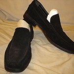 Hugo Boss 100% Suede Black Loafers Slip Ons Luxury Dress Shoes Size 10