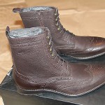 Brand New w Box Hugo Boss Hekkio Leather Wingtip Boots for Men, Size US 11.5