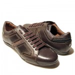 $330 Hugo Boss Black Label Leather Sneakers Brown Mens 12 45 Shoes 11.5 Oxford