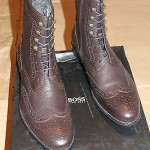 Brand New w Box Hugo Boss Hekkio Leather Wingtip Boots for Men, Size US 11.5