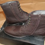 Brand New w Box Hugo Boss Hekkio Leather Wingtip Boots for Men, Size US 11.5