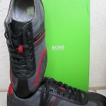 $150.0 Hugo Boss Men’s Fashion Sneakers Space Up Leather Shoes Black/gray SIZ 10
