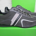 $150.0 Hugo Boss Men’s Fashion Sneakers Space Up Leather Shoes DARK GRAY SIZE 12