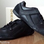 DIESEL men size 11 black leather sneakers EXCURSE model