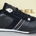New! Diesel Loop Men’s Black Leather Flat Walking Shoes 10.5 M