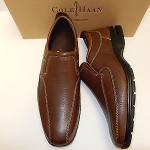 NEW COLE HAAN AIR EVERETT SOFT BROWN LEATHER SLIP ON WITH NIKE AIR IN HEEL
