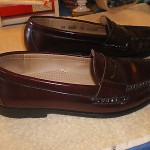 COLE HAAN MENS CITY CORDOVAN BROWN LEATHER PENNY LOAFERS SIZE 8.5 D