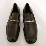 New Men’s Boss Hugo Boss Metal Logo Black Shoes/Made In Italy