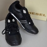 New! Diesel Loop Men’s Black Leather Flat Walking Shoes 10.5 M