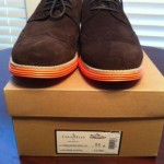 COLE HAAN LUNAR GRAND WING TIP DK BRWN SD/ORNG OXFORDS MENS SHOES SIZE 11M  NWB