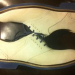 Nib Cole Haan Suede Saddle Shoes Mens Size 12 Air Franklin White With Blue Sole