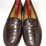 Cole Haan Penny Loafers brown leather crocodile print Mens Shoes 10.5 D