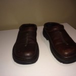 CLARKS Mens Size 9 M Brown Leather Slip On Slides Clogs Shoes