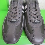 $150.0 Hugo Boss Men’s Fashion Sneakers Space Up Leather Shoes DARK GRAY SIZE 12