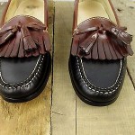 Mens shoes COLE HAAN black brown leather tassel kiltie loafers sz 9 D