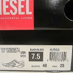 DIESEL AURIGA BLACK/ELDER MEN SHOE SIZE 7.5