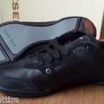 DIESEL men size 11 black leather sneakers EXCURSE model