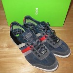 NEW HUGO BOSS GREEN LABEL DARK BLUE/BLACK/RED MEN WALKING SHOES Size 44
