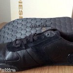 DIESEL men size 13 black leather fashionable sneakers shoes model LOOP