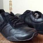 DIESEL men size 13 black leather fashionable sneakers shoes model LOOP
