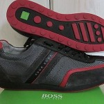 $150.0 Hugo Boss Men’s Fashion Sneakers Space Up Leather Shoes Black/gray SIZ 10