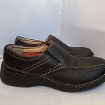 Clarks Harrier Black Pebbled Leather Slip On Loafers Casual Shoes Mens Sz 10 M