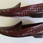SZ 10 1/2 D COLE HAAN Brown Woven Leather Loafer  Slip On
