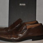 CLASSIC MEN’S HUGO BOSS TOP STITCH  LOAFERS, SIZE 8 1/2