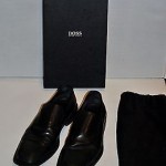 CLASSIC MEN’S HUGO BOSS BLACK LOAFERS, SIZE 7 1/2