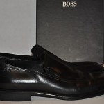 CLASSIC MEN’S HUGO BOSS BLACK LOAFERS, SIZE 7 1/2