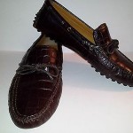 COLE HAAN Brown Croc Driving Moccasins Loafers Mens Shoes Size 9.5 M