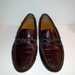 COLE HAAN Brown Croc Driving Moccasins Loafers Mens Shoes Size 9.5 M