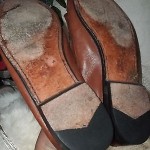 MENS COLE HAAN BROWN LEATHER TASSEL LOAFERS WORK SHOES 10.5 RT HEEL REPAIRED