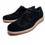 Mens Cole Haan LunarGrand Wing-Tip, Black/Tan