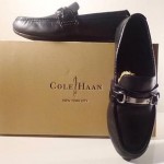NIB Mens COLE HAAN Black Air Somerset Leather Croc Print Driving Loafers size 9