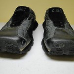 Sick!! DIESEL Mens 11 Black Slip On Loafers Clogs Leather Suede Nylon Shoes
