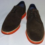 Cole Haan Lunargrand Wingtip Oxford, Suede Upper, Dark Brown/Orange, 9.5 M, New