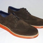 Cole Haan Lunargrand Wingtip Oxford, Suede Upper, Dark Brown/Orange, 9.5 M, New
