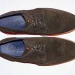 Cole Haan Lunargrand Wingtip Oxford, Suede Upper, Dark Brown/Orange, 9.5 M, New