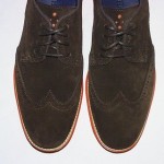 Cole Haan Lunargrand Wingtip Oxford, Suede Upper, Dark Brown/Orange, 9.5 M, New