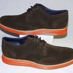 Cole Haan Lunargrand Wingtip Oxford, Suede Upper, Dark Brown/Orange, 9.5 M, New