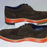 Cole Haan Lunargrand Wingtip Oxford, Suede Upper, Dark Brown/Orange, 9.5 M, New