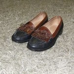 Men’s 10 D COLE HAAN Country Black & Brown Leather Kilt Tassel Loafers Shoes