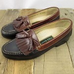 Mens shoes COLE HAAN black brown leather tassel kiltie loafers sz 9 D