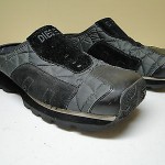 Sick!! DIESEL Mens 11 Black Slip On Loafers Clogs Leather Suede Nylon Shoes