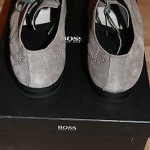 Brand New w Box Hugo Boss Suede Gray Wingtip Shoes for Men, Size US 10