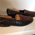 Bragano Cole Haan Mens Black & Brown Woven Slip On Leather Loafers Size 10 M
