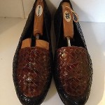 Bragano Cole Haan Mens Black & Brown Woven Slip On Leather Loafers Size 10 M
